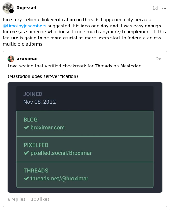 A screenshot of Threads, showing the quote post